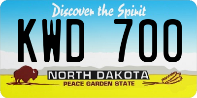 ND license plate KWD700