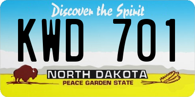 ND license plate KWD701