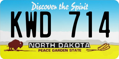 ND license plate KWD714