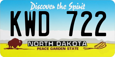 ND license plate KWD722