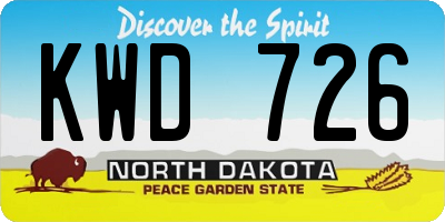 ND license plate KWD726