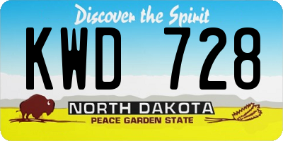 ND license plate KWD728