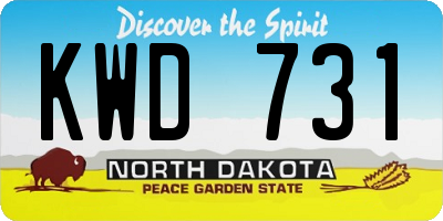 ND license plate KWD731
