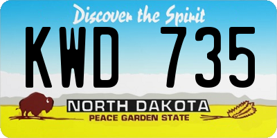 ND license plate KWD735