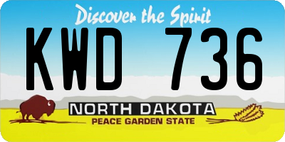 ND license plate KWD736