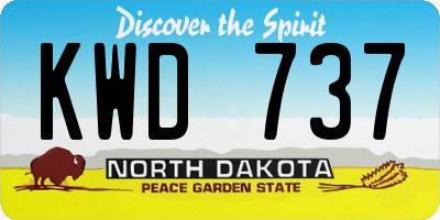 ND license plate KWD737