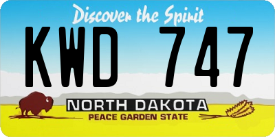 ND license plate KWD747