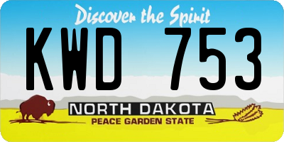 ND license plate KWD753
