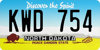 ND license plate KWD754