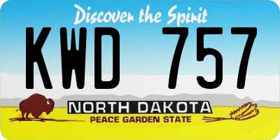 ND license plate KWD757