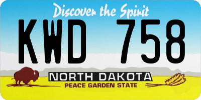 ND license plate KWD758