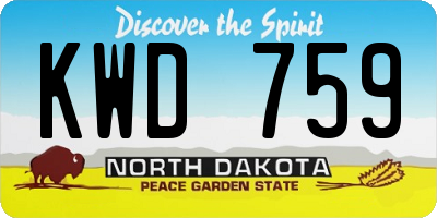 ND license plate KWD759