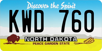ND license plate KWD760