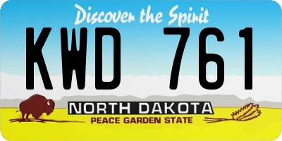 ND license plate KWD761