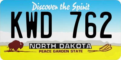 ND license plate KWD762