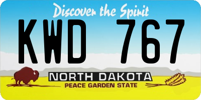 ND license plate KWD767