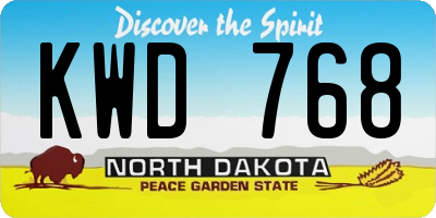 ND license plate KWD768