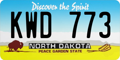ND license plate KWD773