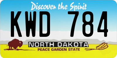 ND license plate KWD784