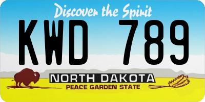 ND license plate KWD789