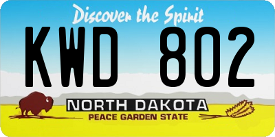 ND license plate KWD802