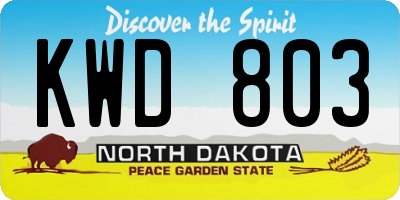 ND license plate KWD803