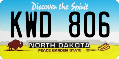 ND license plate KWD806