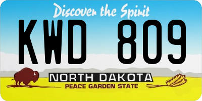 ND license plate KWD809