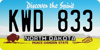ND license plate KWD833