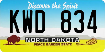 ND license plate KWD834