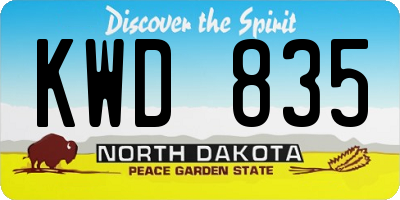 ND license plate KWD835