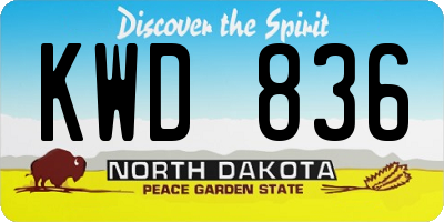ND license plate KWD836