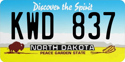 ND license plate KWD837