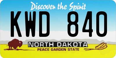 ND license plate KWD840