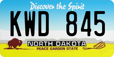 ND license plate KWD845