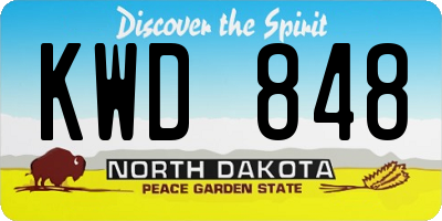 ND license plate KWD848