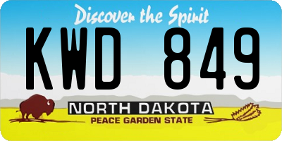 ND license plate KWD849