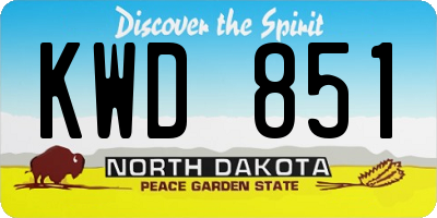 ND license plate KWD851