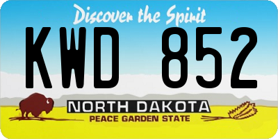ND license plate KWD852