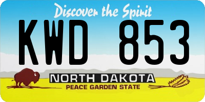 ND license plate KWD853