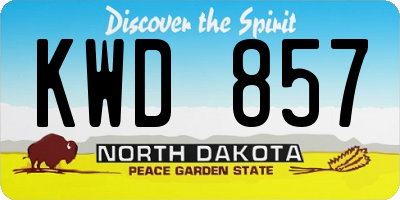 ND license plate KWD857