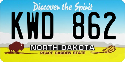 ND license plate KWD862
