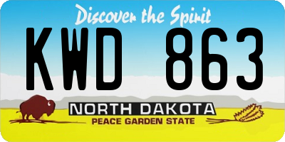 ND license plate KWD863