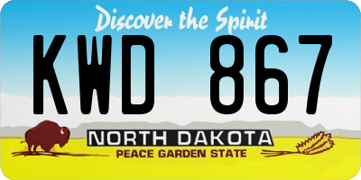 ND license plate KWD867