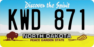 ND license plate KWD871