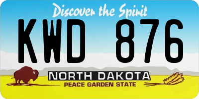 ND license plate KWD876