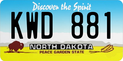 ND license plate KWD881