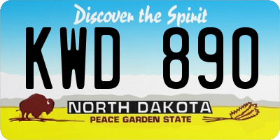 ND license plate KWD890