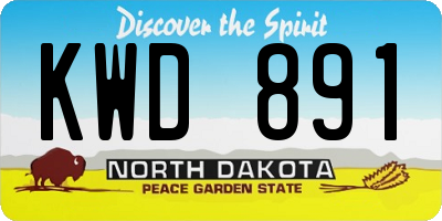 ND license plate KWD891