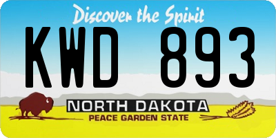 ND license plate KWD893